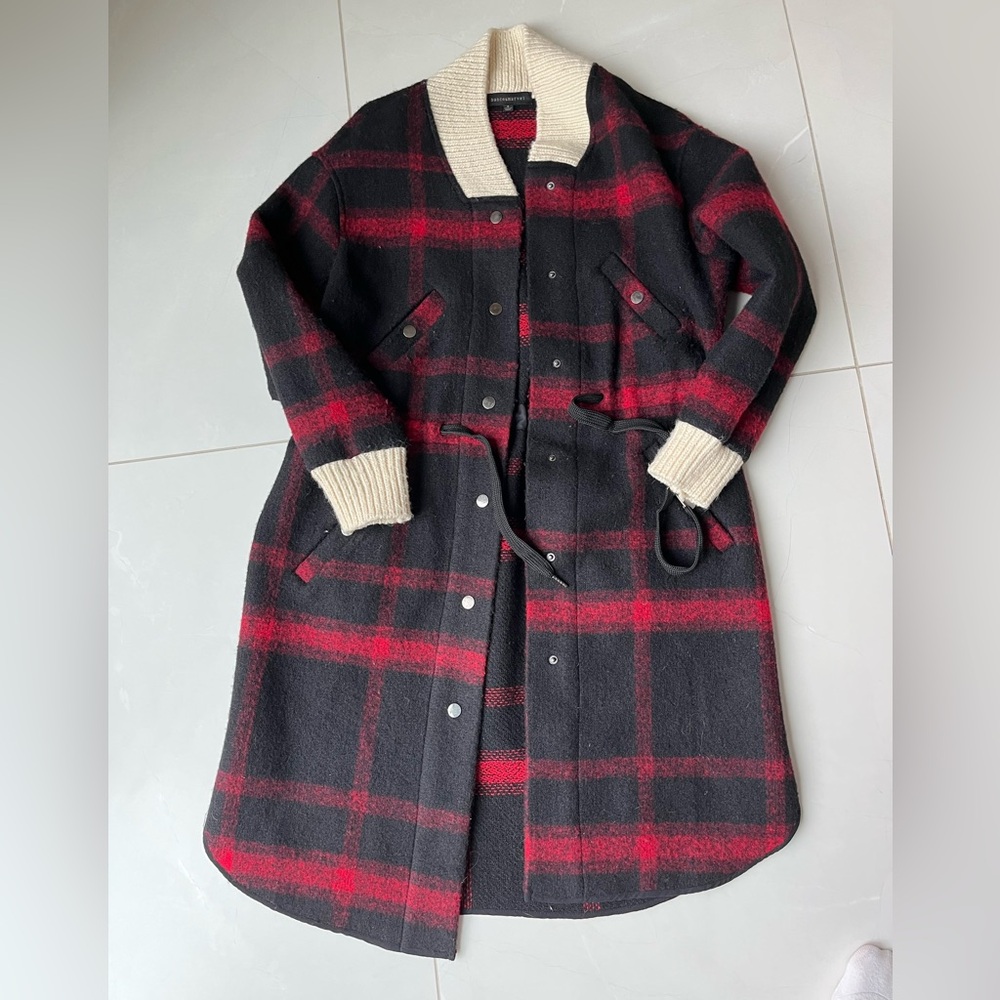Modern Plaid Wool Blend Coat